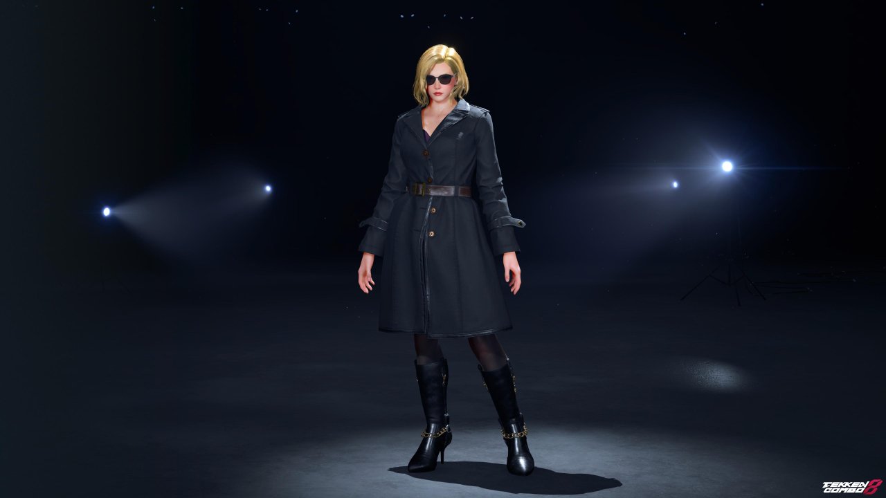 Customization #2199 Nina Williams – TEKKEN 6 Intro Black Leather Trench Coat Costume  for Nina by Mehran